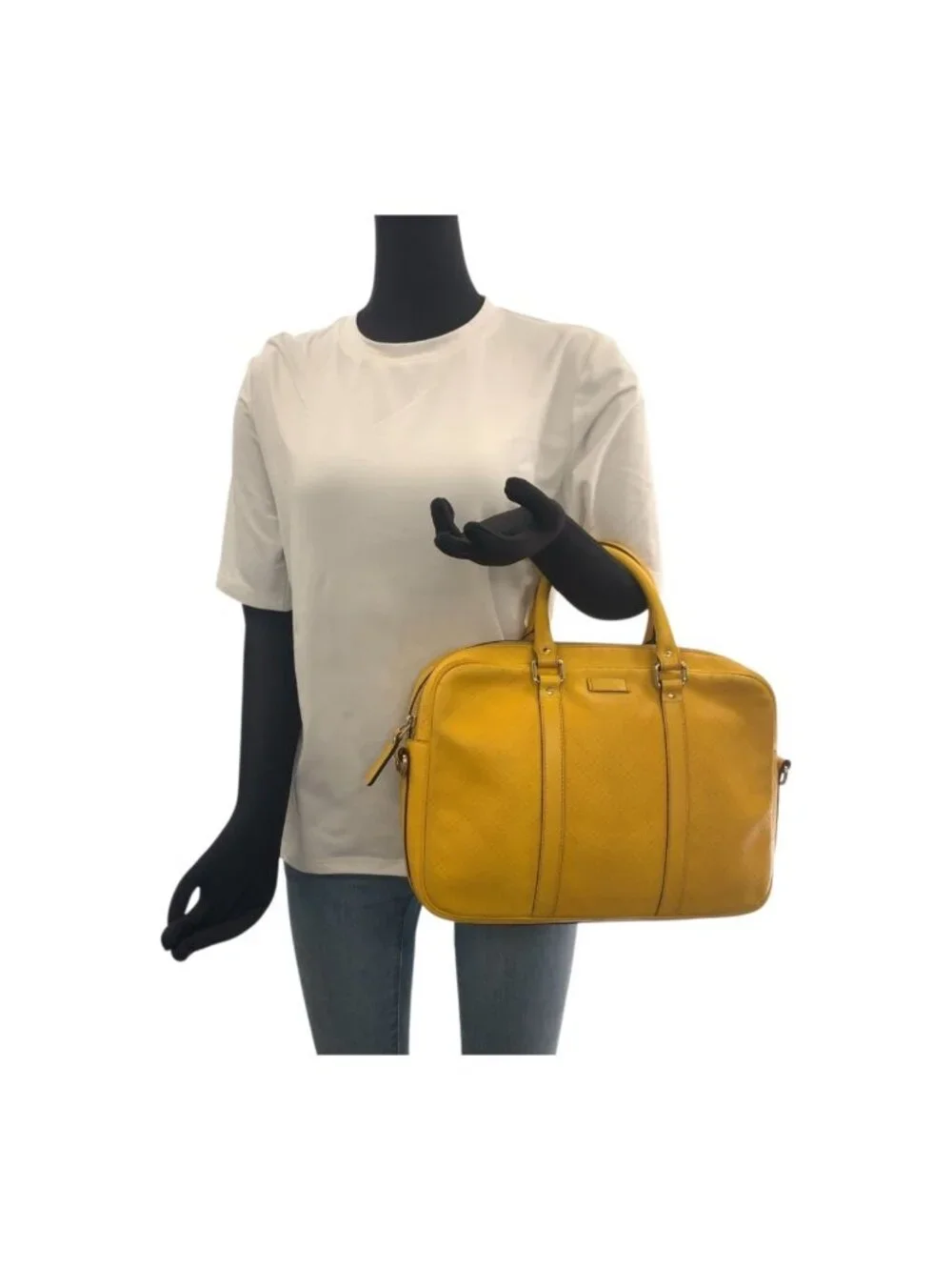 Gucci Diamante Yellow Silver Leather Business Briefcase